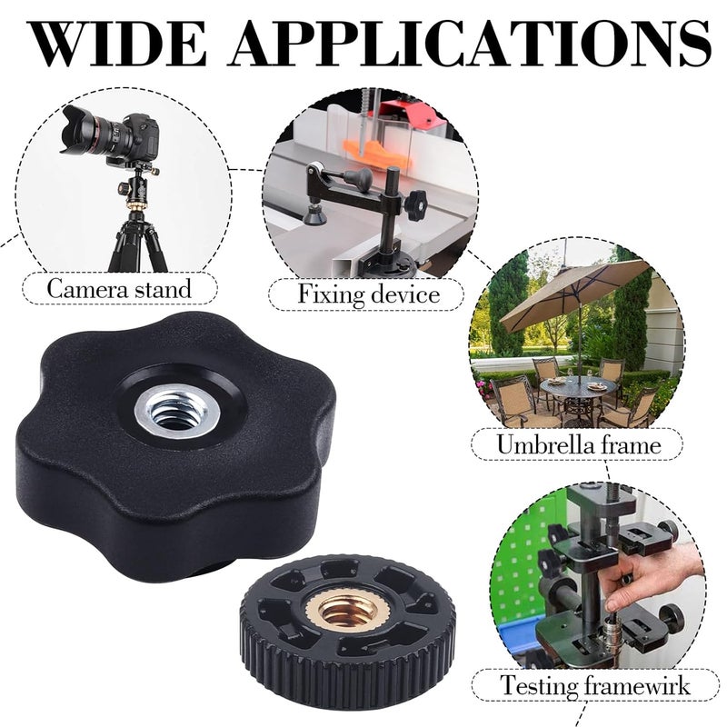 Happara 8 Pack T-Track Knob Kit, 4 Star Knob, 1/4-20 Threaded Bolts and Washers, Track Accessories for Woodworking Jigs and Fixtures - Image 2